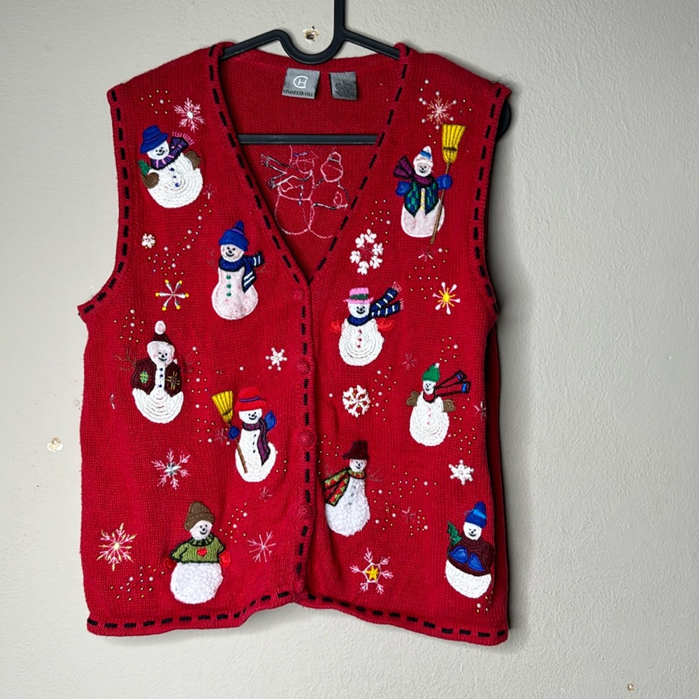 Vintage 90s snowman vest sweater